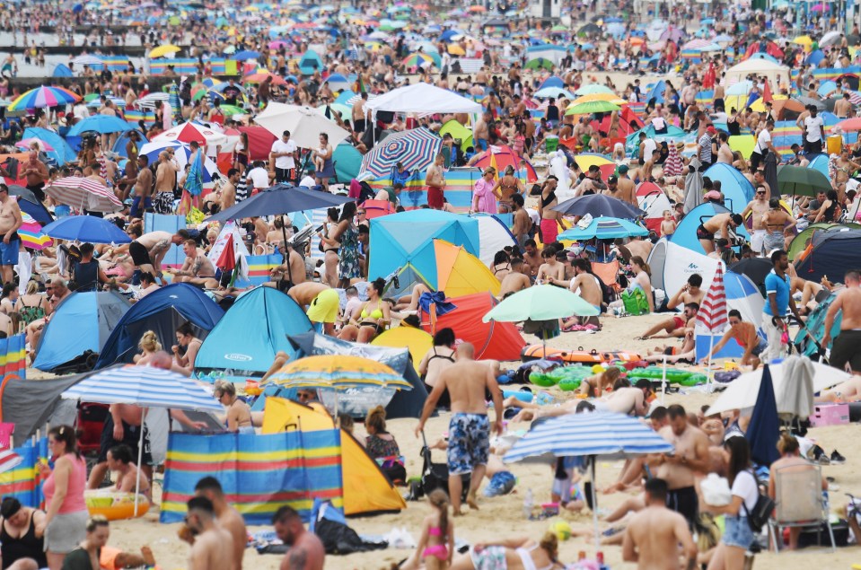 Bournemouth Beach is seen packed last July as restrictions were eased