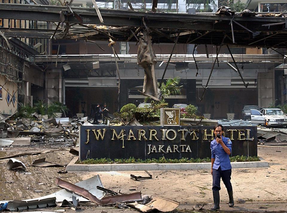  In 2003 an explosion tore through the JW Marriott Hotel in Jakarta and several surrounding buildings killing 12 people