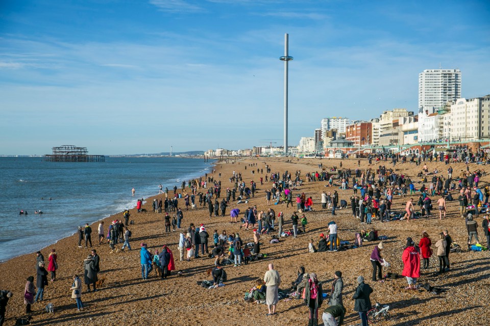 Hundreds flock to the beach in Brighton for daily exercise last year