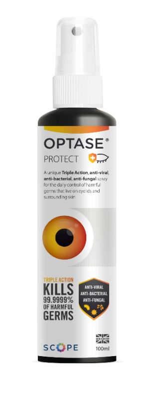 Optase Protect is an antiviral, anti-fungal and anti-bacterial spray for eyes