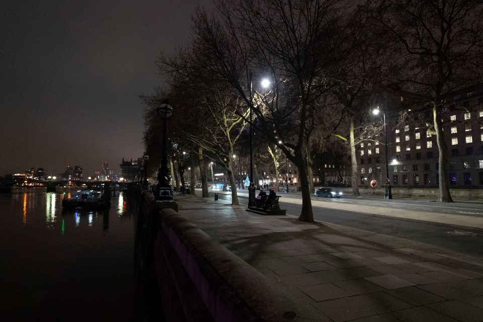 Just the odd car could be seen driving along near the Thames this year