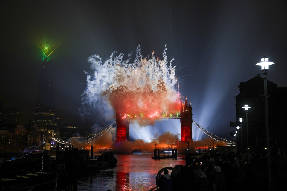 Fireworks explode over Tower Bridge as London put on a show despite the coronavirus pandemic