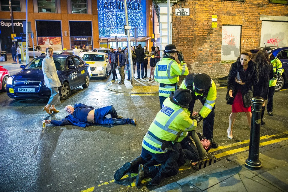 The same spot in central Manchester on the same day in 2019 was very different