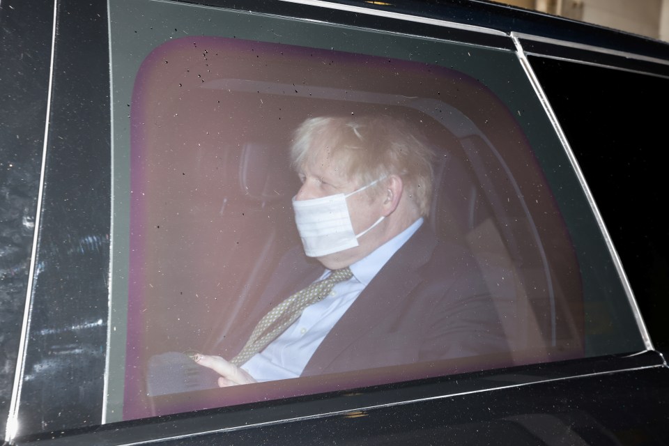 Boris Johnson was pictured leaving The Andrew Marr Show this morning 