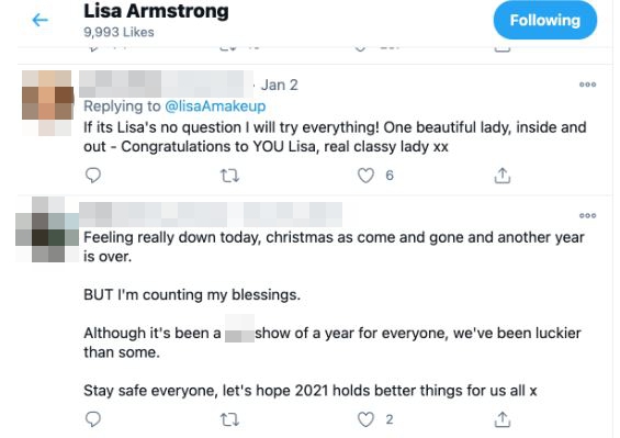 The tweet was sent by a follower of Lisa's