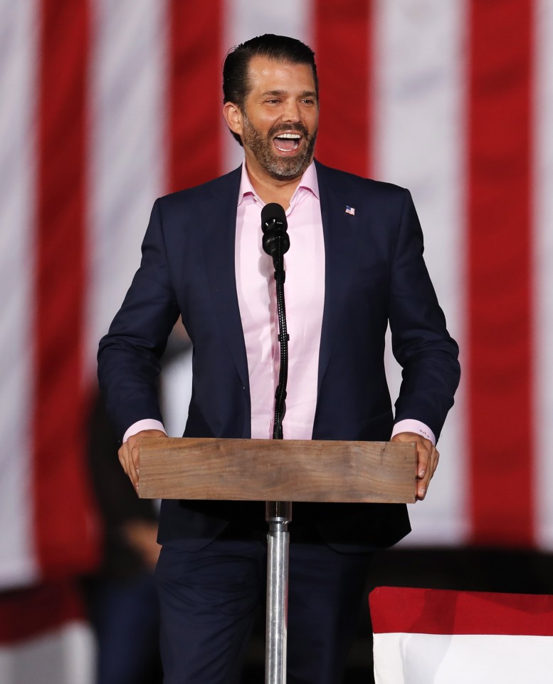  Donald Trump Jr speaks during a campaign rally