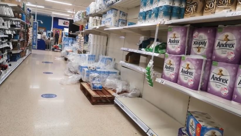 Toilet rolls have been ravaged just hours after the lockdown announcement