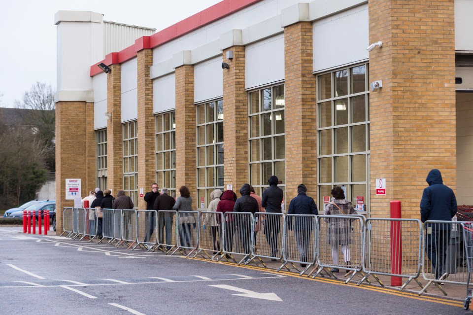 Queues for Costco this morning in Watford 