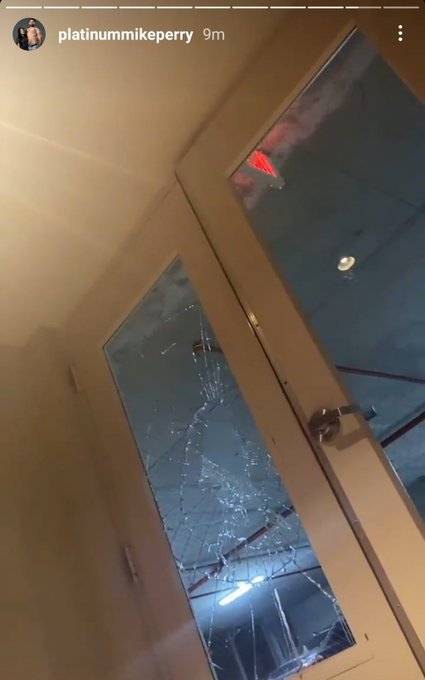 The controversial American uploaded footage on Instagram that showed a broken window