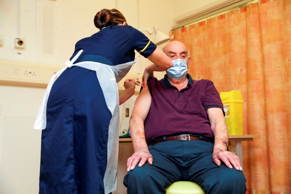 Brian Pinker, 82, was among the first to get the Oxford AstraZeneca vaccine on Monday