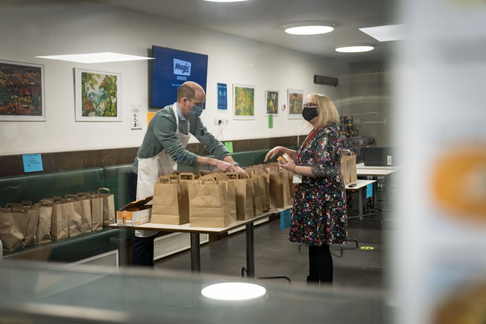 Prince William helped prepare meals and deliver food parcels as he made a surprise visit to The Passage in Westminster, London during the November lockdown