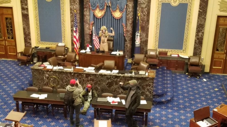 Protesters were able to get inside the senate