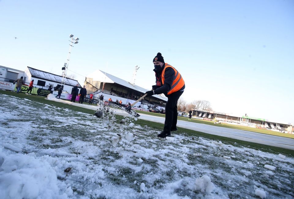 The game was in doubt after snow and a blown heater