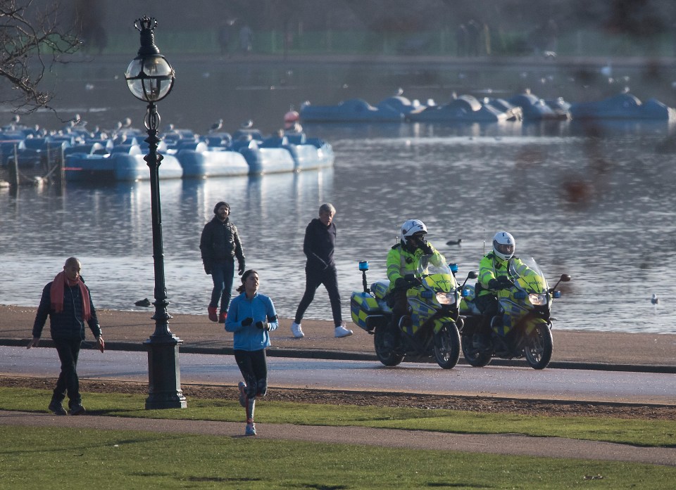 Cops are seen patrolling Hyde Park