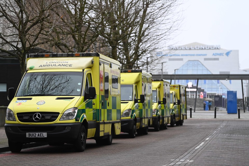 Ambulances outside London’s Nightingale Hospital