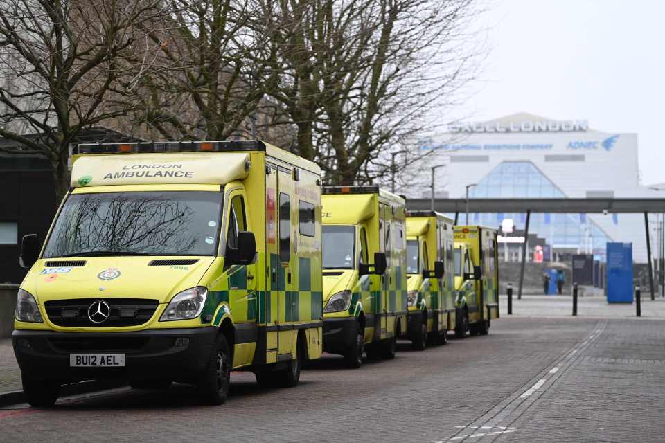 Ambulances outside London's Nightingale Hospital