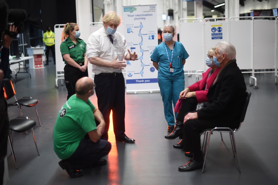 The PM visiting a vaccine centre in Bristol yesterday