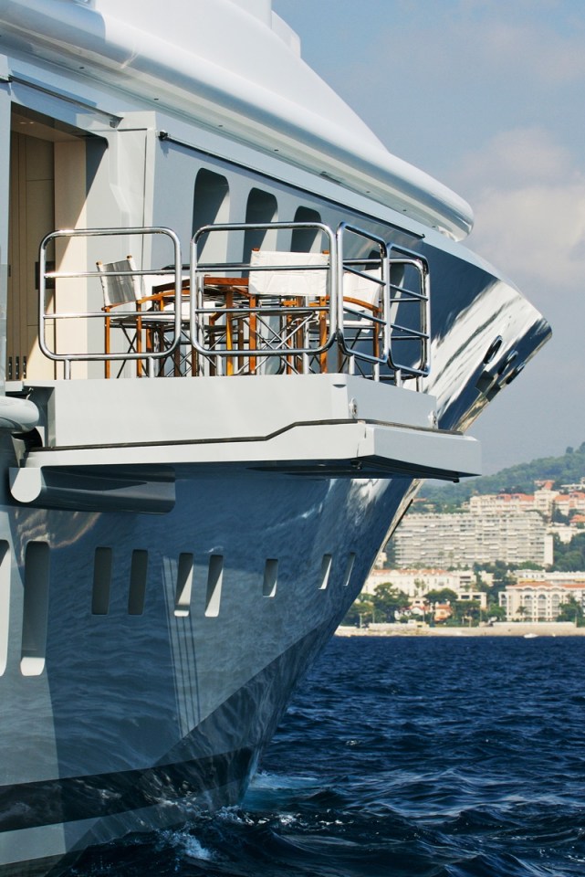 The yacht - once voted the best in the world - features an amazing fold-out balcony