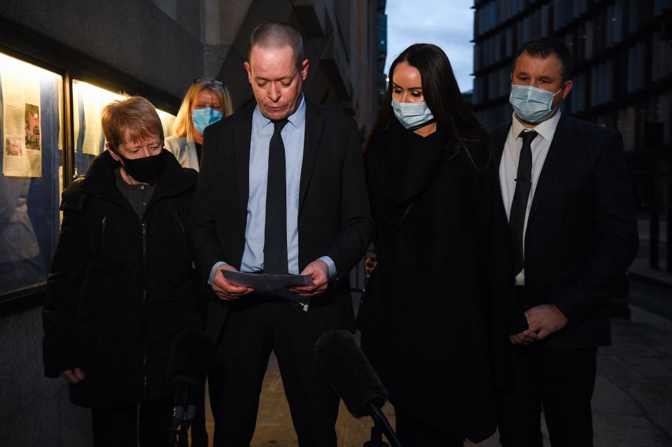 Dr David Wails' brother Andrew makes a statement outside the Old Bailey, London