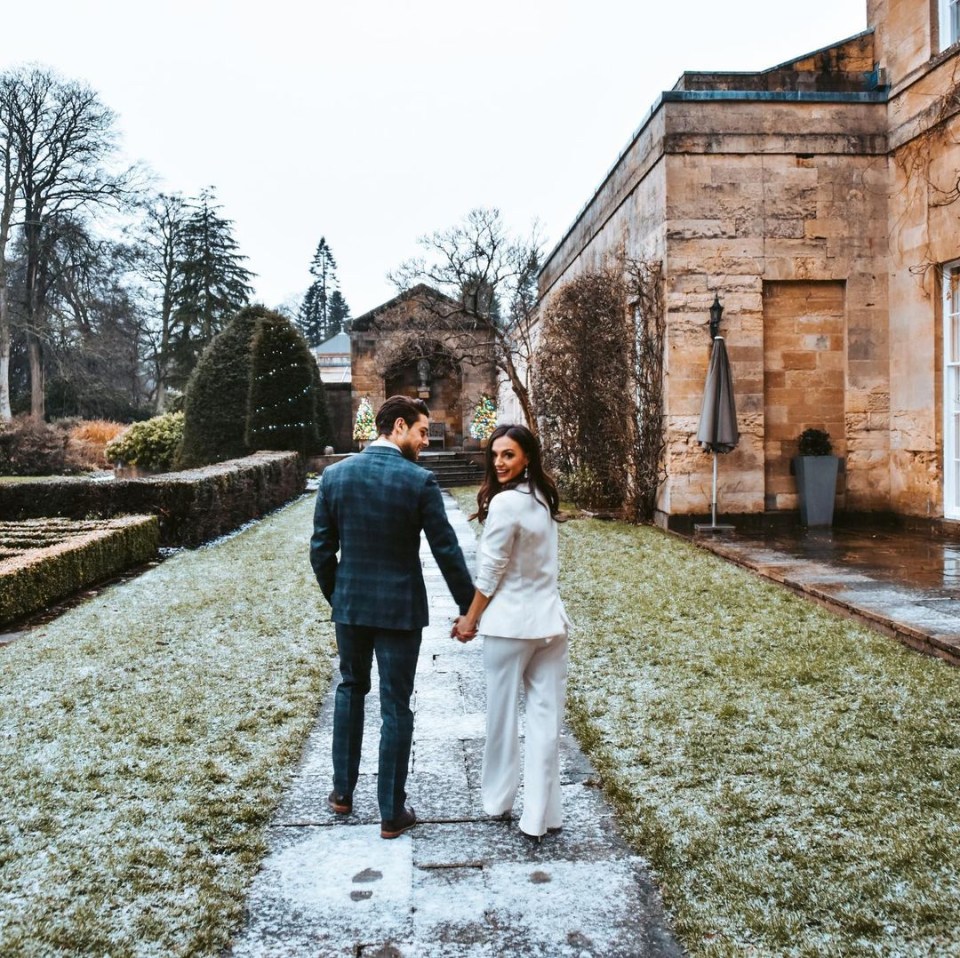 Chloe wore a white suit on the day