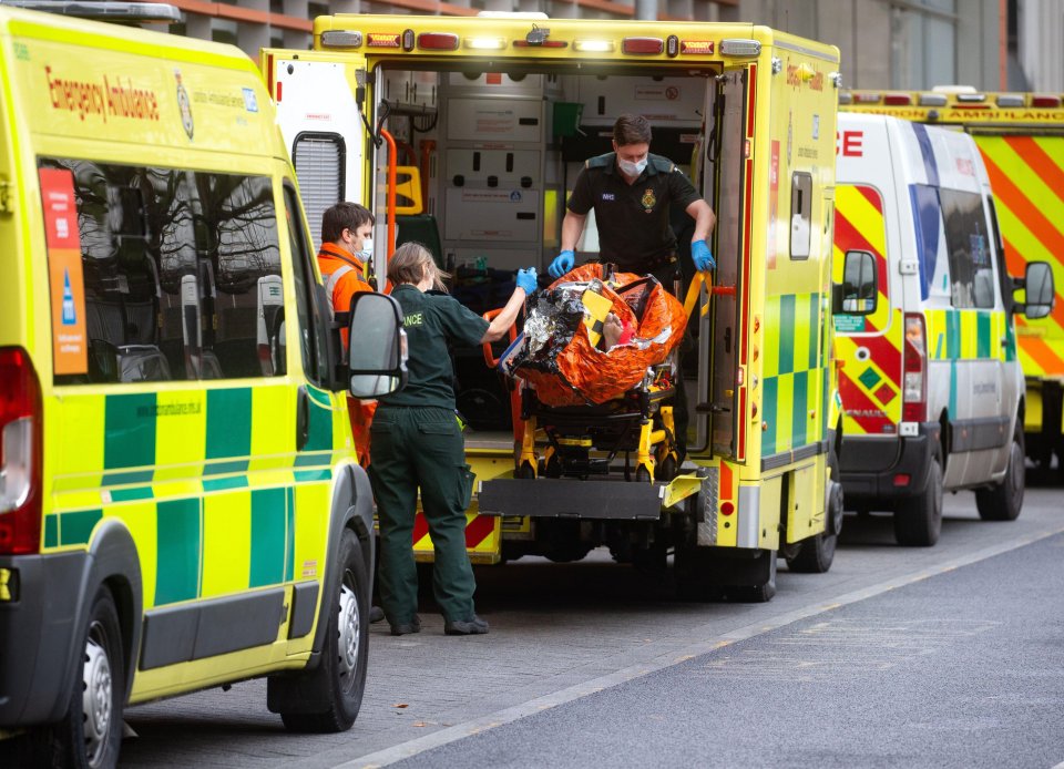 Lines of ambulances and a steady stream of patients arriving at the Royal London Hospital