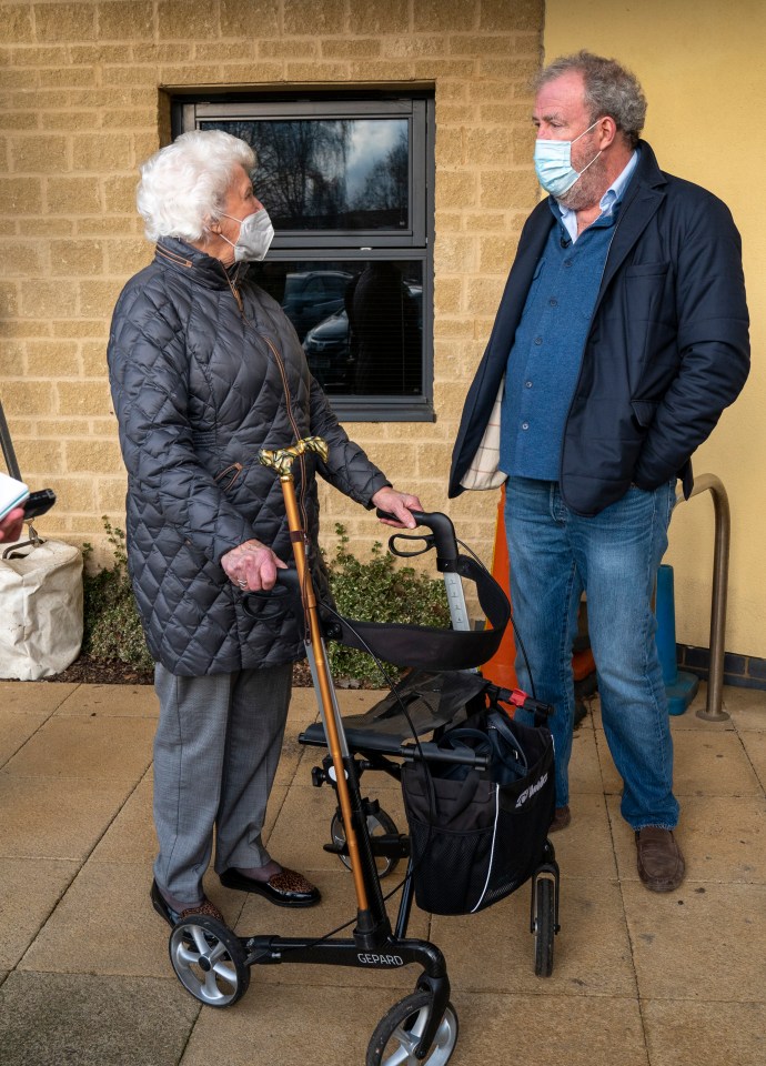 Sun columnist Jeremy shared a joke with 89-year-old Gillian Roberts queuing patiently