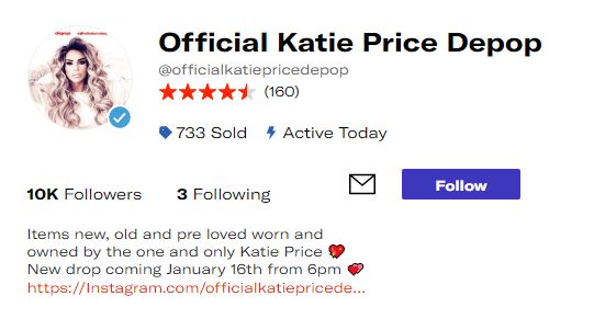 Katie has currently 10,000 followers on the shopping app and updates her account every few days with new items