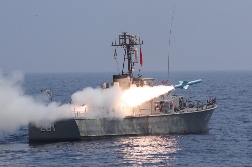 Cruise missiles blast off from Iranian navy ships in military drills on January 13 and 14