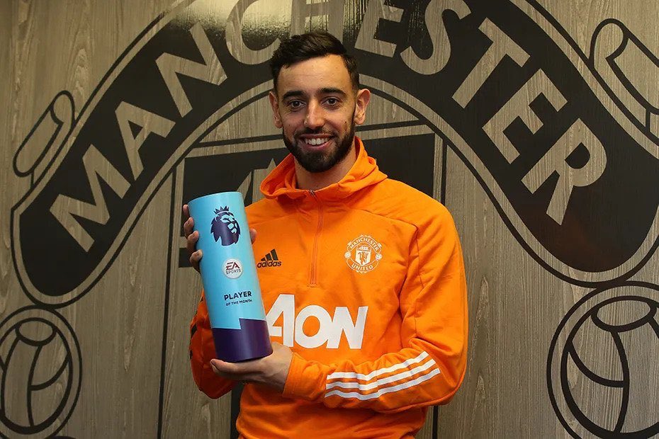 Bruno Fernandes has won a record fourth Premier League Player of the Month in a year