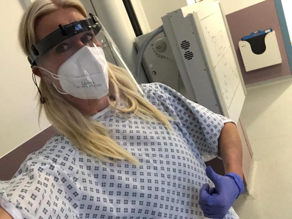 Denise Van Outen dislocated her shoulder and bumped her head during rehearsals for Dancing On Ice