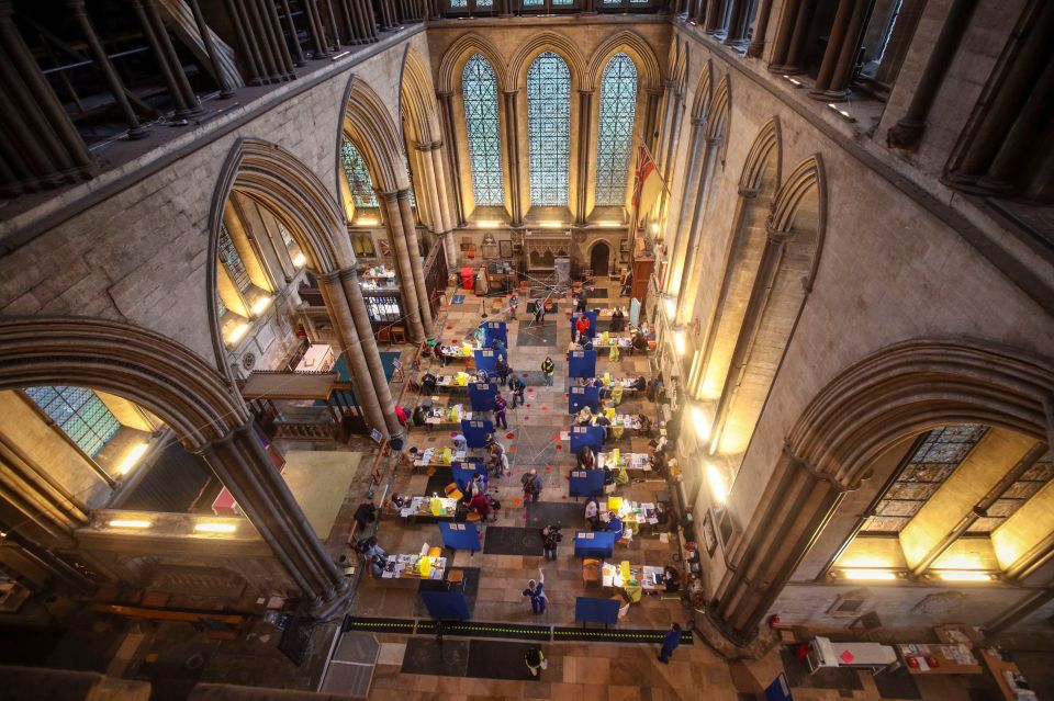 Salisbury Cathedral became the latest 'hub' with 1,000 over-80s inoculated there yesterday