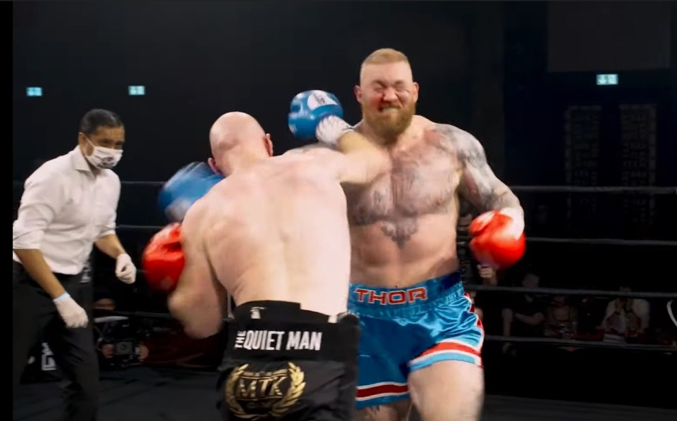 Hafthor Bjornsson made his boxing debut against Steven Ward in Dubai