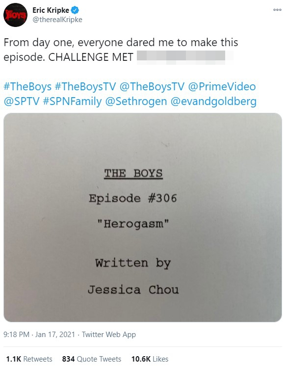 Show boss Eric Kripke shared this episode title for season three, which got fans talking 