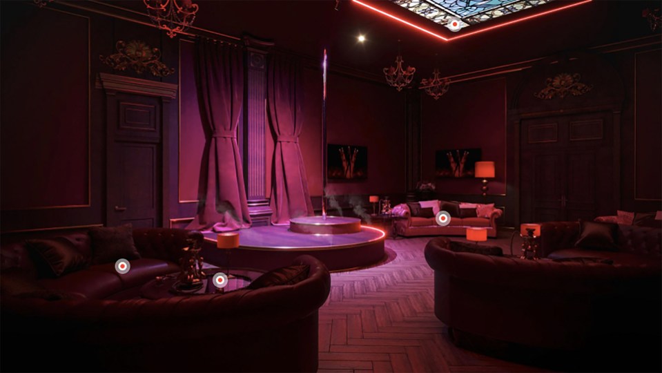 The opulent estate includes a pole dancing suite