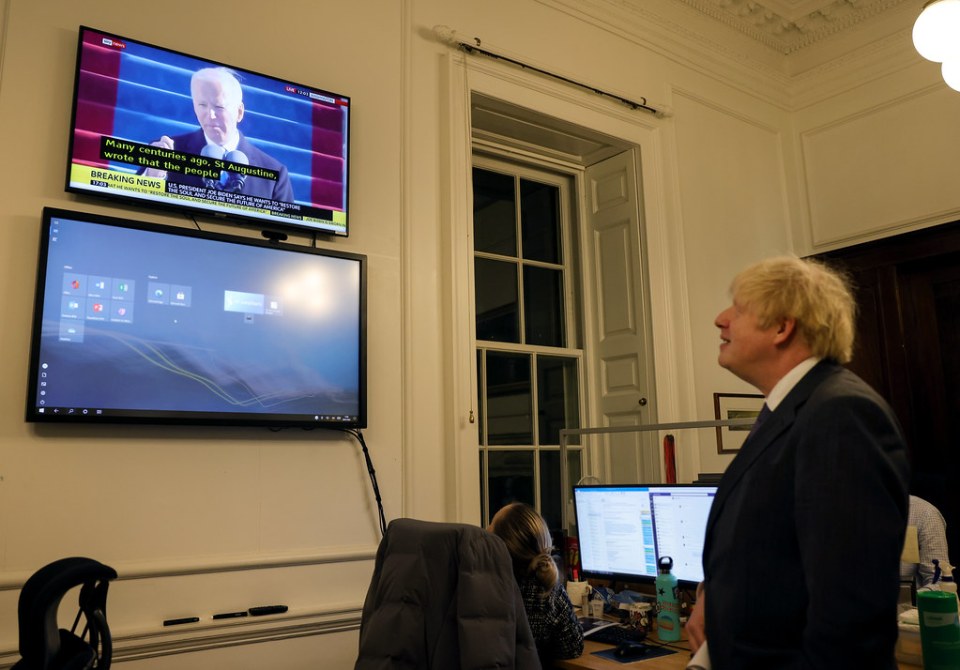 Boris Johnson watching events in Washington unfold from No10