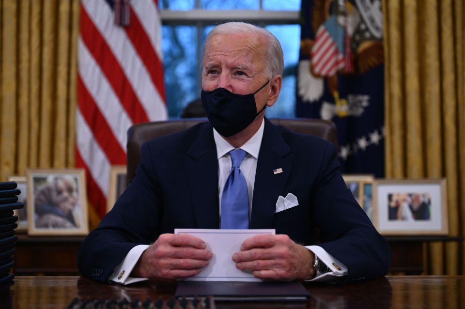 President Joe Biden invited reporters into the Oval Office on his first day in office