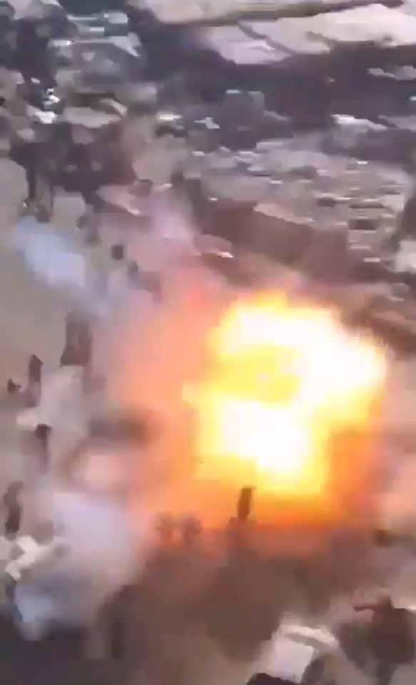 Shocking social media footage shows the huge bomb being detonated