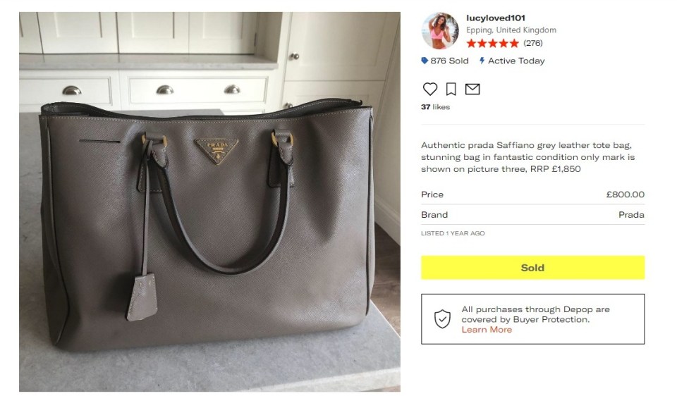 Her most expensive item - a Prada handbag - listed at £800 