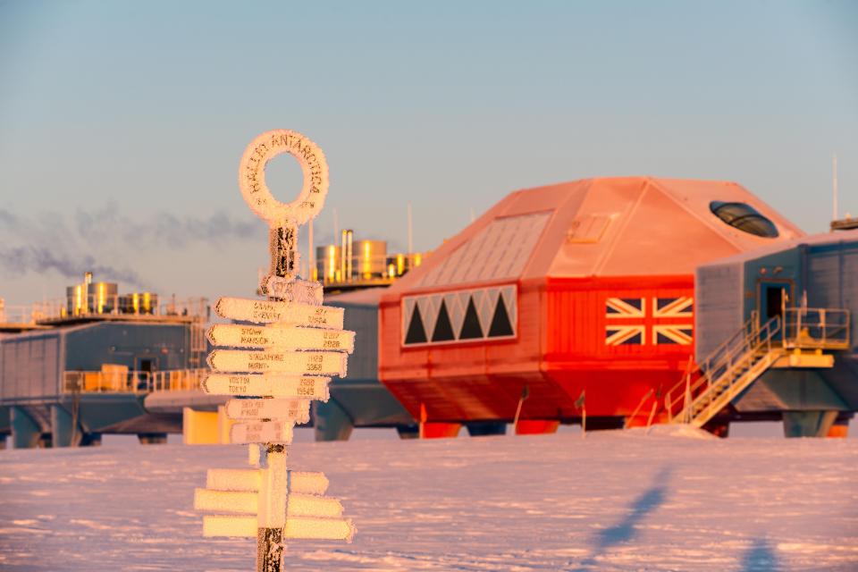 The Halley VI Research Station sits on the Brunt Ice Shelf