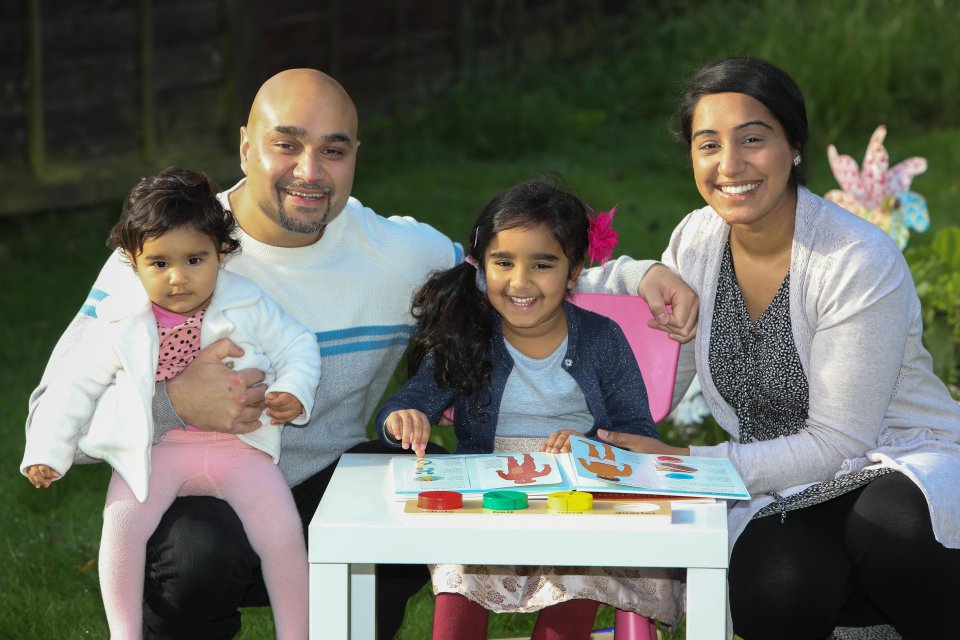 The child genius with her dad Sarb, mum Rajvinder and baby sis Kalyaan 