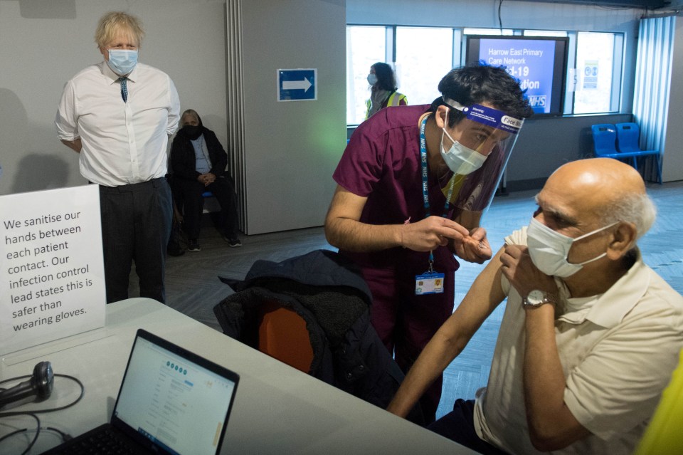 The PM visited a vaccination centre at Barnet FC