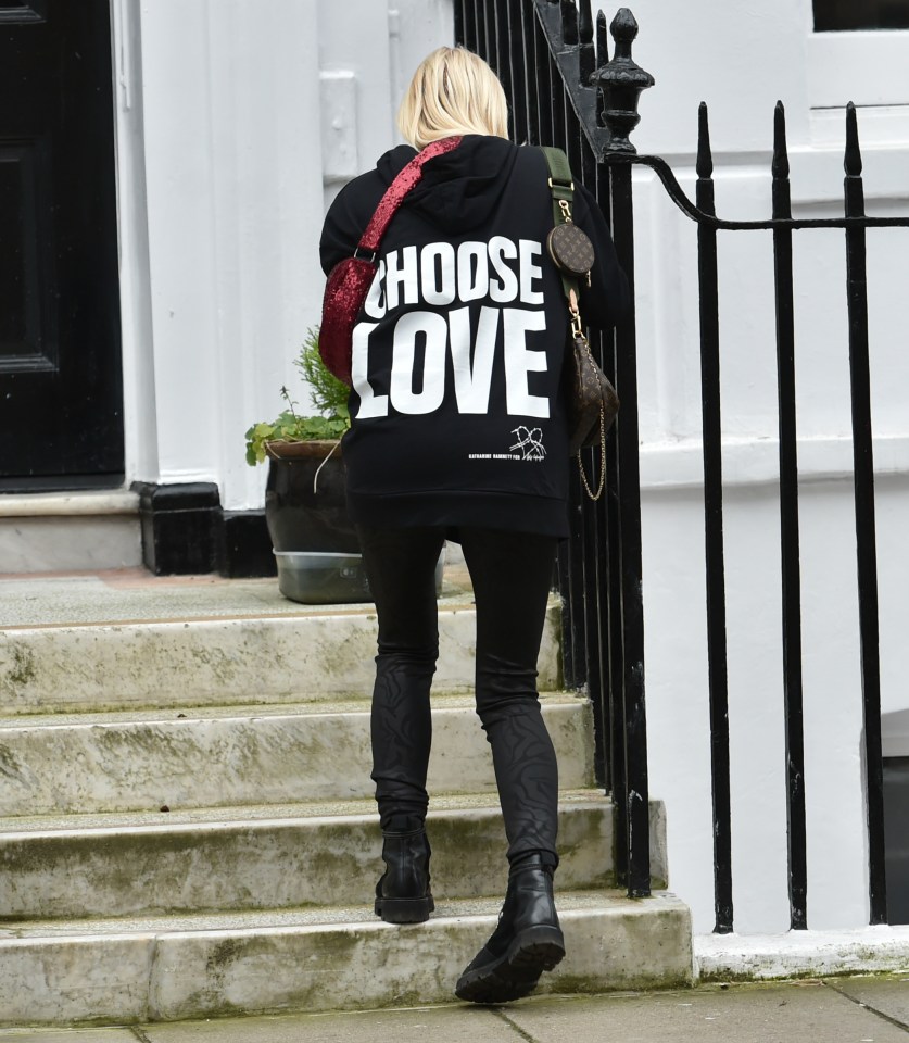 Denise wore a 'choose love' hoodie