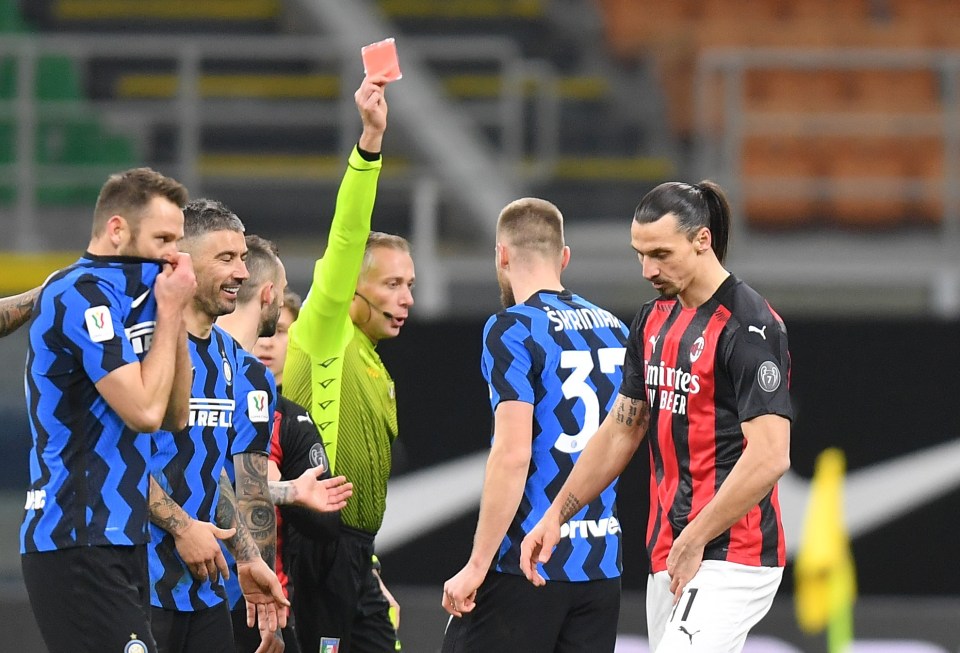 Zlatan Ibrahimovic was booked over the incident and later picked up a second yellow