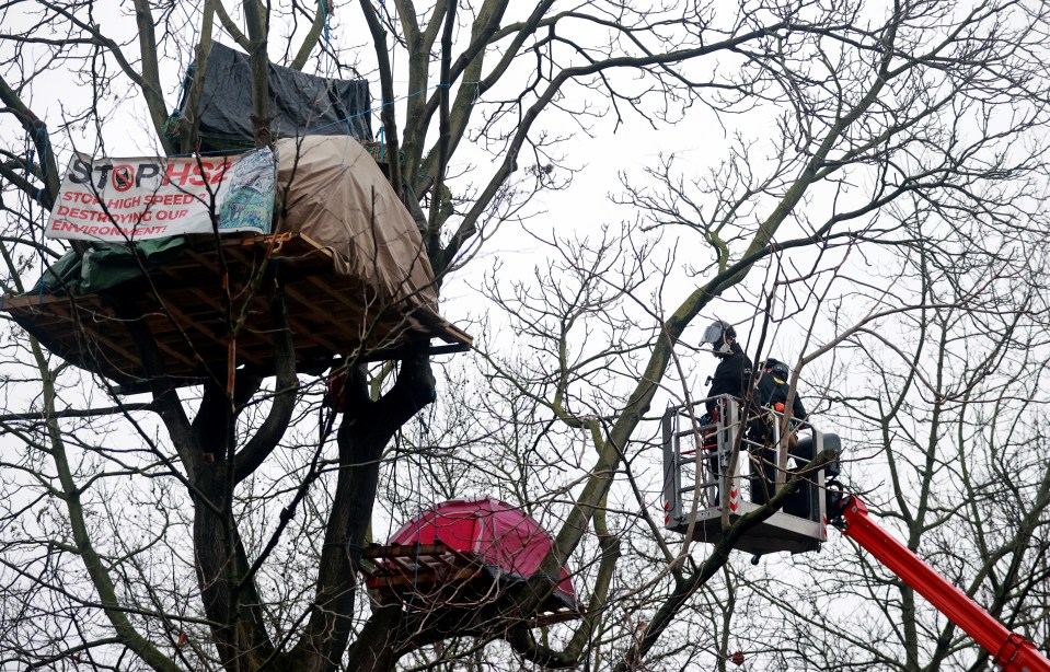 The campsite is being dismantled