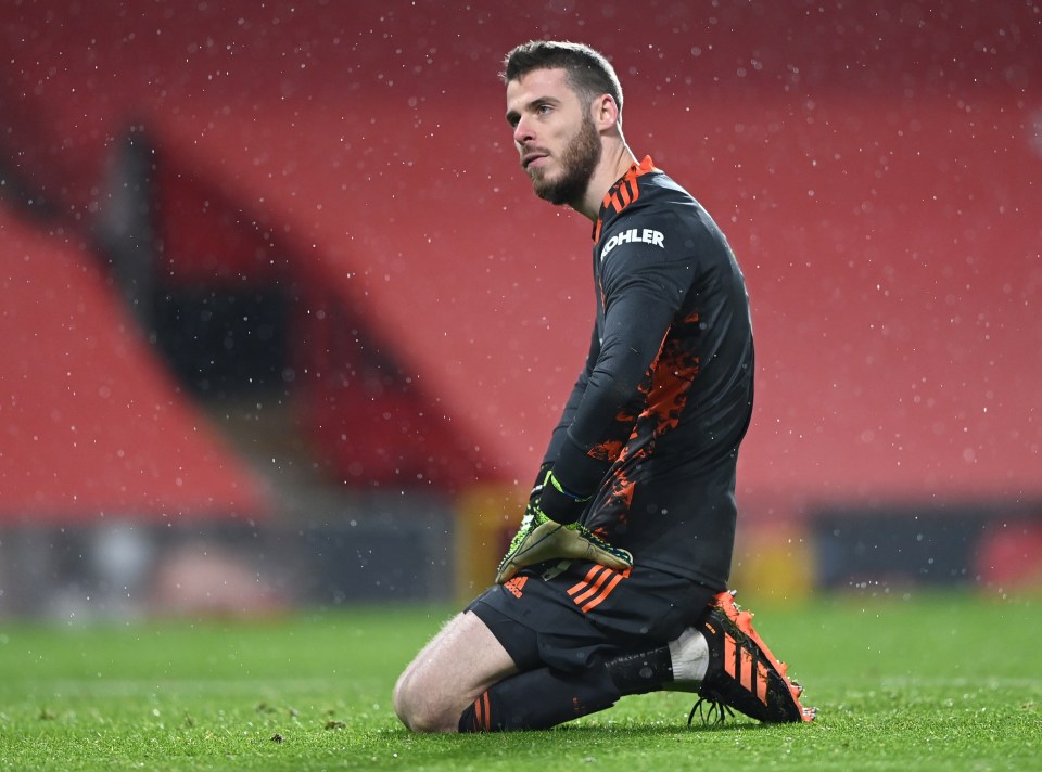 Keeper David De Gea, one of six United changes, can’t believe it as bottom side Sheffield United won 2-1 at Old Trafford