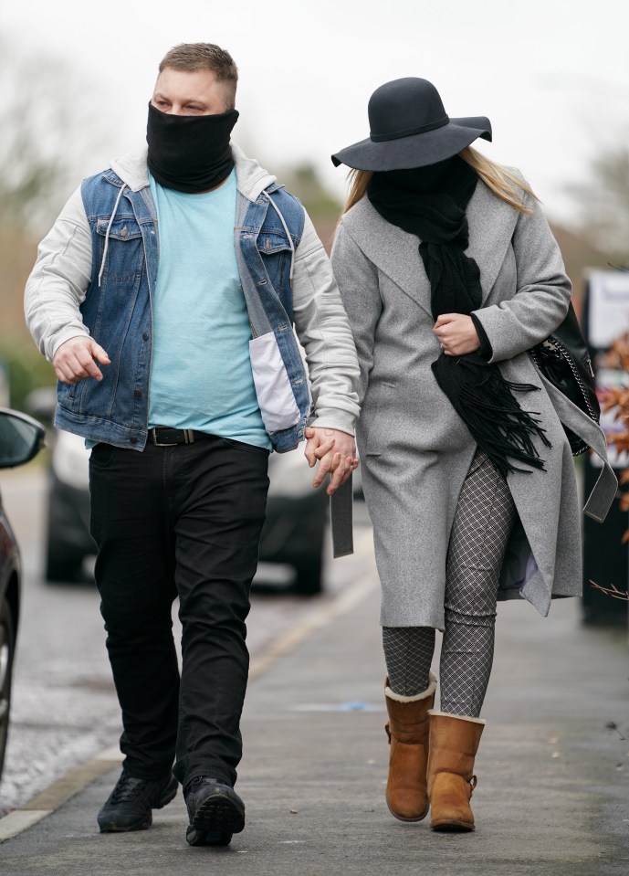 Barber and her husband Daniel leaving court after the trial in January