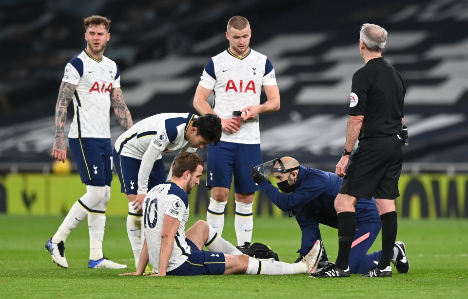 The Spurs striker was forced off at half-time