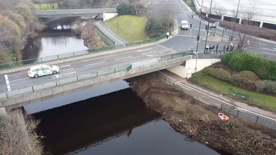 The car ploughed through the metal barrier on Saturday night.