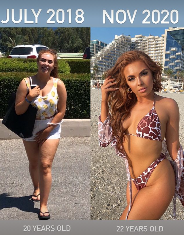 Love Island's Demi Jones shared an unseen weight loss side-by-side in a lengthy Instagram Story