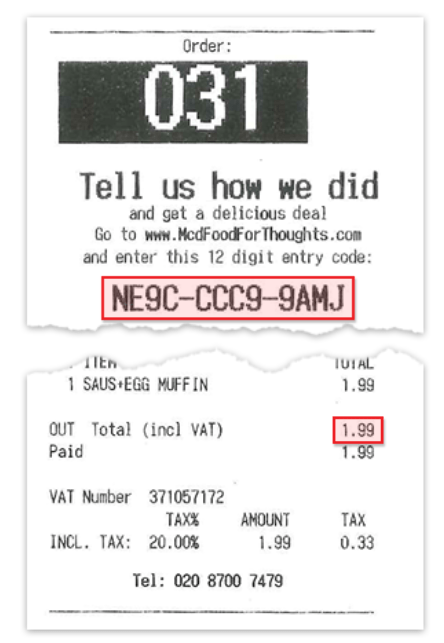 You need to hang on to your receipt visit the Food for Thoughts website and enter your 12 digit code